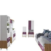 Zestawy mebli dla dzieci - Zestaw Mebli Młodzieżowych 3 Hey MebloCross Dąb Artisan / Biały Mat / Fiolet - miniaturka - grafika 1