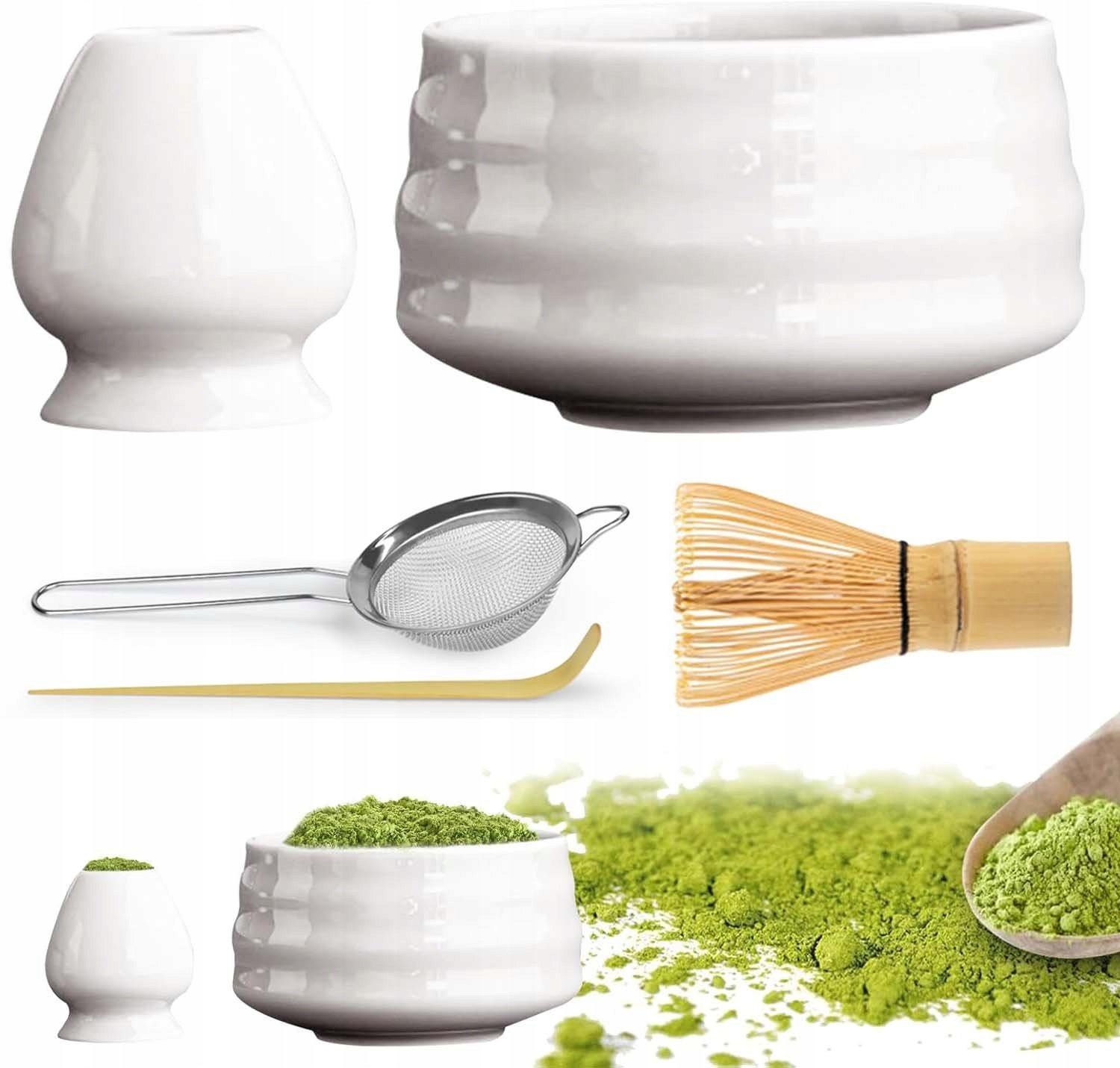 Matcha Herbata Narzędzie Zestaw Z Trzepaczką Matcha, Miską, Sitkiem I Łyżką