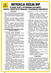 IAA11 INSTRUKCJA OGÓLNA BHP W CZASIE ZAJĘĆ WYCHOWANIA FIZYCZNEGO, HN - PŁYTA ELASTYCZNA 0,4MM; (245X350MM) - Instrukcje stanowiskowe BHP - miniaturka - grafika 1