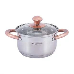 Elegancki stalowy garnek z pokrywką 1,5L - Garnki - miniaturka - grafika 1