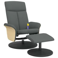 Fotele - Ciemnoszary tapicerowany fotel z masażem T4-L61 - miniaturka - grafika 1