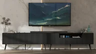 Szafki RTV - Meble Lindner Komoda RTV Glamour Nowoczesna Szafka RTV Czarny Mat Ryflowane fronty Czarne Nogi Metalowe Loft 300 cm - miniaturka - grafika 1