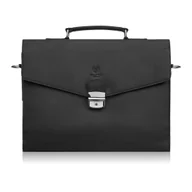 Teczki i aktówki - Męska skórzana aktówka czarna na dokumenty teczka na ramie z kluczykiem vintage Paolo Peruzzi T-146-HBL - miniaturka - grafika 1