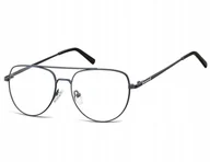 Okulary korekcyjne, oprawki, szkła - Sunoptic Okulary oprawki korekcyjne pilotki zerówki 889D granatowy + srebrny - miniaturka - grafika 1