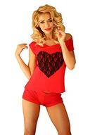 Spodenki damskie - Wiskozowy komplet motyw serca koszulka i szorty piżama Kalimo Rome, czerwony, S - miniaturka - grafika 1