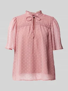 Bluzka o kroju regular fit z koronkowym detalem model ‘LEAH’ - Bluzki damskie - miniaturka - grafika 1