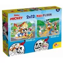 Puzzle - Lisciani Giochi 86559 Disney Supermaxi 2x12 Mickey puzzle dla dzieci, wielokolorowe 86559 - grafika 1