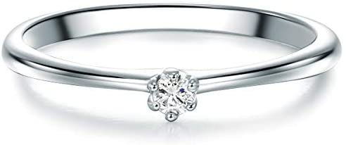Pierścionek obrączka Tresor 1934 Female 925/- Sterling Silver Brilliant cut Zirconia Solitaire Ring Size 56