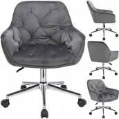 Fotele i krzesła biurowe - Fotel biurowy, welur, obrotowe krzesło, Largo, szare - miniaturka - grafika 1