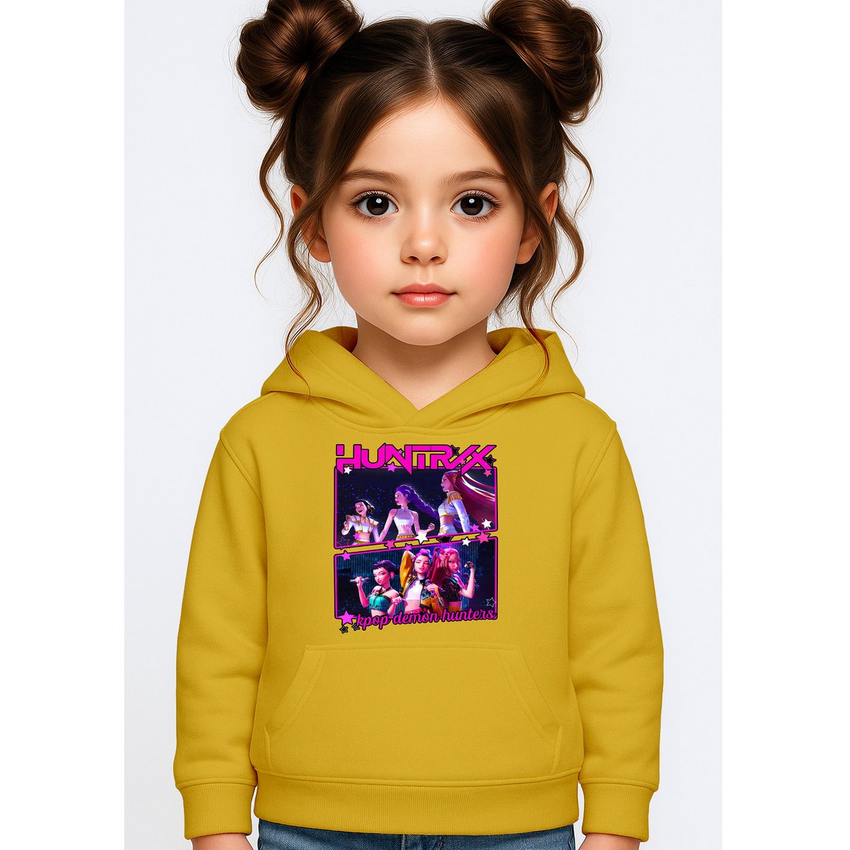BLUZA DZIECIĘCA KPOP DEMON HUNTERS HUNTRIX 122-128 Z KAPTUREM BAWEŁNIANA