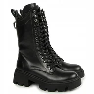 Botki damskie - Czarne botki trzewiki workery Carinii B9171_-E50 skóra modne r.38 - miniaturka - grafika 1