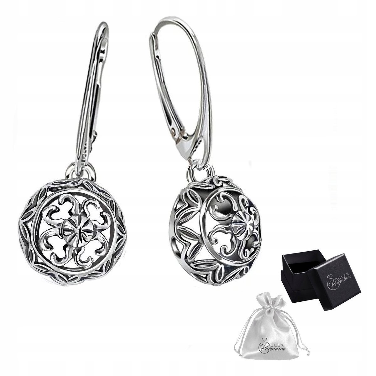 Kolczyki srebro pr. 925 Klasyczne Kolczyki Wiszące Ażurowe SZAROTKA