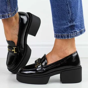 Czarne mokasyny damskie na platformie Vinceza 58313 - Mokasyny damskie - miniaturka - grafika 1