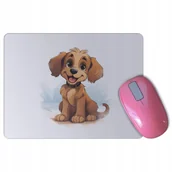 Podkładki pod mysz - PODKŁADKA POD MYSZ z psem pies piesek SŁODKI BRĄZOWY DLA DZIECKA - miniaturka - grafika 1