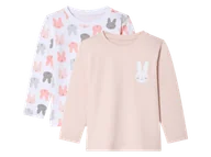 Bluzki dla dziewczynek - lupilu® Bluzki termiczne dziecięce z bawełną, 2 sztuki (Królik/biały/różowy, 86/92) - miniaturka - grafika 1