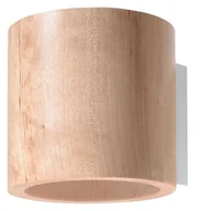 Lampy ścienne - Kinkiet Orbis z drewnianym kloszem w kształcie tuby - miniaturka - grafika 1