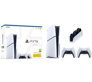 Sony PlayStation 5 Slim D Chassis PS5 1TB z napędem + Dodatkowy Pad Biały + Stacja Ładowania DualSense - Konsole Playstation - miniaturka - grafika 1