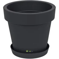 Donice - Doniczka Antracytowy okrągła z podstawką gładka matowa Ø40cm tworzywo - miniaturka - grafika 1