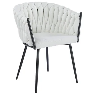 Krzesło DC-7077 Biały boucle baranek czarne nogi - Krzesła - miniaturka - grafika 1