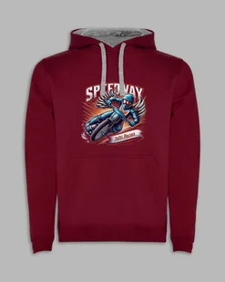BLUZA Z KAPTUREM - na prezent motor SPEEDWAY ŻUŻEL POLSKA Bordowy L - Bluzy męskie - miniaturka - grafika 1