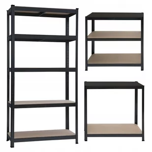 REGAŁ MAGAZYNOWY METALOWY CZARNY 150x75x30cm 5 PÓŁEK SZAFKA - Regały - miniaturka - grafika 1
