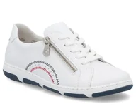 Półbuty damskie - Półbuty damskie Rieker 42424-80 sportowe białe skórzane lekkie tęgość H -39 - miniaturka - grafika 1