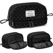 Piórniki - Piórnik szkolny duży cztery komory rozkładany do szkoły czarny ZAGATTO ZG872 - miniaturka - grafika 1