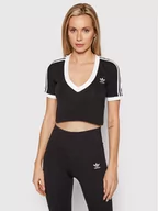Koszulki sportowe damskie - Adidas T-Shirt Cropped Tee HC204 Czarny Slim Fit - miniaturka - grafika 1