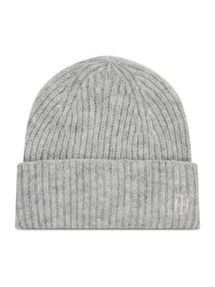 Czapki damskie - Tommy Hilfiger Czapka Th Effortless Beanie AW0AW10654 Szary - grafika 1