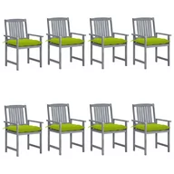 Fotele i krzesła ogrodowe - vidaXL Lumarko Krzesła ogrodowe, poduszki, 8 szt., lite drewno akacjowe, szare! 3078260 - miniaturka - grafika 1
