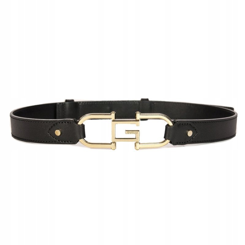 Guess Pasek damski Black czarny złote logo BW9133P4230 BLA r.M