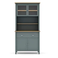 Witryny - Zielonoszaro-naturalna witryna z drewna sosnowego 90x180,5 cm Misti – Marckeric - miniaturka - grafika 1