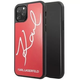 Karl Lagerfeld Double Layers Tempered Glass Glitter Signature Case - Etui iPhone 11 Pro (czerwony) - Etui i futerały do telefonów - miniaturka - grafika 2