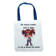 Torebki damskie - Torba na ramię uchwyt niebieski, zabawny tekst, Mi 054 - miniaturka - grafika 1