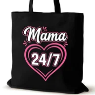 Torby i wózki na zakupy - Torba bawełniana dla MAMY na ramię czarna napisem pracy walentynki - miniaturka - grafika 1