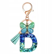 Breloki - Breloczek z literką D i motylem - elegancki dodatek - miniaturka - grafika 1