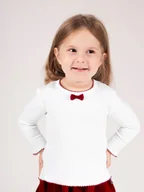 Bluzki damskie - Dziewczęca bluzka wykończona bordową kroszetką biała Nicol,r.92 - miniaturka - grafika 1