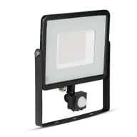 Lampy ogrodowe - V-tac naświetlacz LED Pro series) z czujnikiem ruchu PIR VT-50-S-B SAMSUNG CHIP 50W 6400K 4250lm IP65 czarny SKU 471 - miniaturka - grafika 1