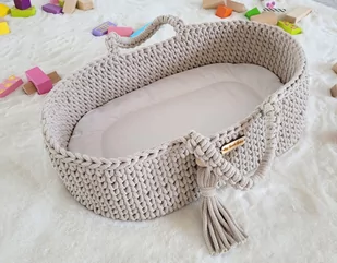 Kosz Mojżesza Boho Bawełniany- Nosidełko Dla Lalek - Jasny Beż - Domki dla lalek - miniaturka - grafika 1