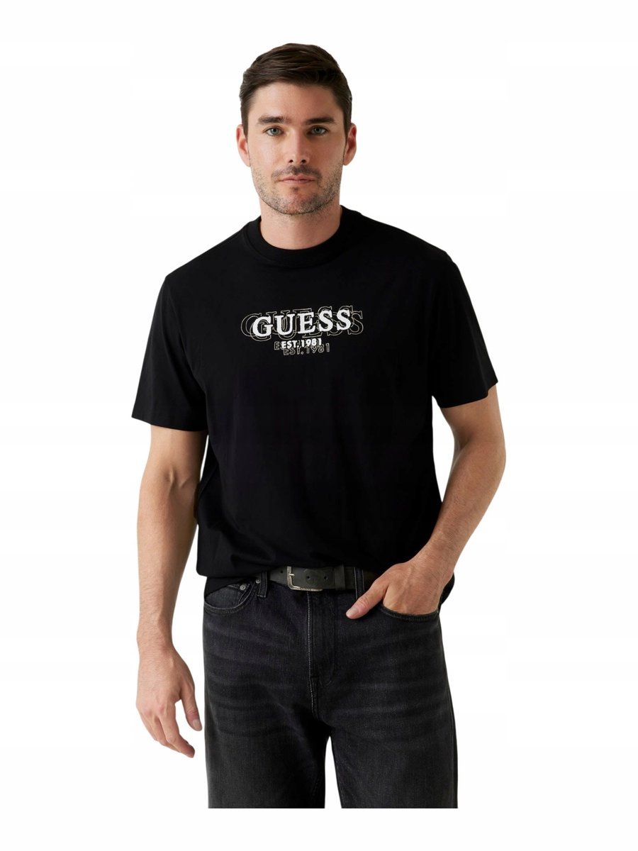 GUESS KOSZULKA MĘSKA T-SHIRT CN SS SMALL LOGO TEE CZARNA r.L