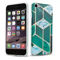 Etui i futerały do telefonów - Pokrowiec Etui Do Apple iPhone 6 PLUS / 6S PLUS w Ciemnozielono Biało Złoty Marmur No. 6 Obudowa Case Cover Silikon Plecki Cadorabo - miniaturka - grafika 1