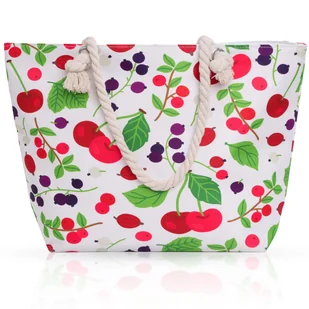 Torba plażowa damska BEACH TOTE CHERRIES w wielokolorowym wzorze - Torebki damskie - miniaturka - grafika 1