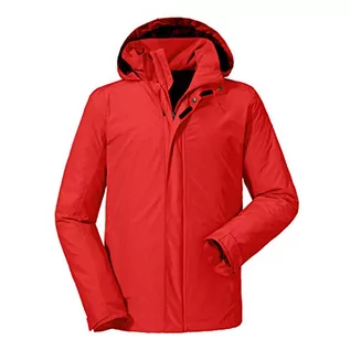 Kurtki męskie - Schöffel Aalborg2, wodoodporna i wiatroszczelna kurtka outdoorowa z chowanym kapturem, oddychająca kurtka przeciwdeszczowa dla mężczyzn, czerwony, 56 - grafika 1