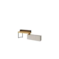 Zestawy mebli dla dzieci - Młodzieżowe Biurko z Szafką Wiszącą i Oświetleniem SET-13A Teen Flex Lenart Hikora Naturalna, Silk Flou, Raw Steel - miniaturka - grafika 1