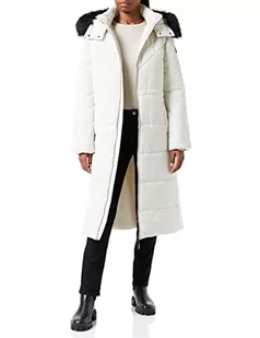 Mexx Damska kurtka Midi Length Hooded Padded Jacket with Fake Fur Collar Parka, écru, L - Kurtki damskie - miniaturka - grafika 1