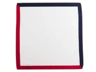 Krawaty i muchy męskie - Biała gładka poszetka z czerwonym i granatowym rantem E349 - miniaturka - grafika 1