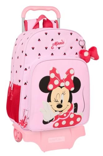 Safta MINNIE MOUSE NAIVE - duży plecak szkolny z wózkiem, plecak dziecięcy, plecak dziecięcy, odpowiedni do wózka, idealny dla dzieci w wieku szkolnym, wygodny i wszechstronny, jakość i wytrzymałość,
