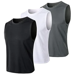 MEETYOO Tank top męski, koszulka sportowa bez rękawów podkoszulek fitness bez rękawów koszulka do biegania na siłowni, czarny + gery + biały, M - Koszulki sportowe męskie - miniaturka - grafika 1