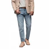 Spodnie męskie - Spodnie męskie jeansy carrot fit jasnoniebieskie Ombre OM-PADP-0227 V1 XXL - miniaturka - grafika 1