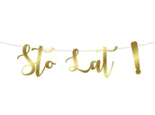 Dekoracje sali - Baner z napisem Sto Lat! złoty - 65 cm - 1 szt. - miniaturka - grafika 1